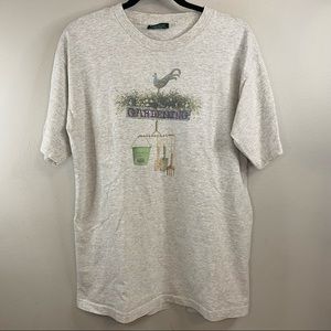 Vintage American Eagle Outfitters Gardening Graphic Print Short Sleeve Top
